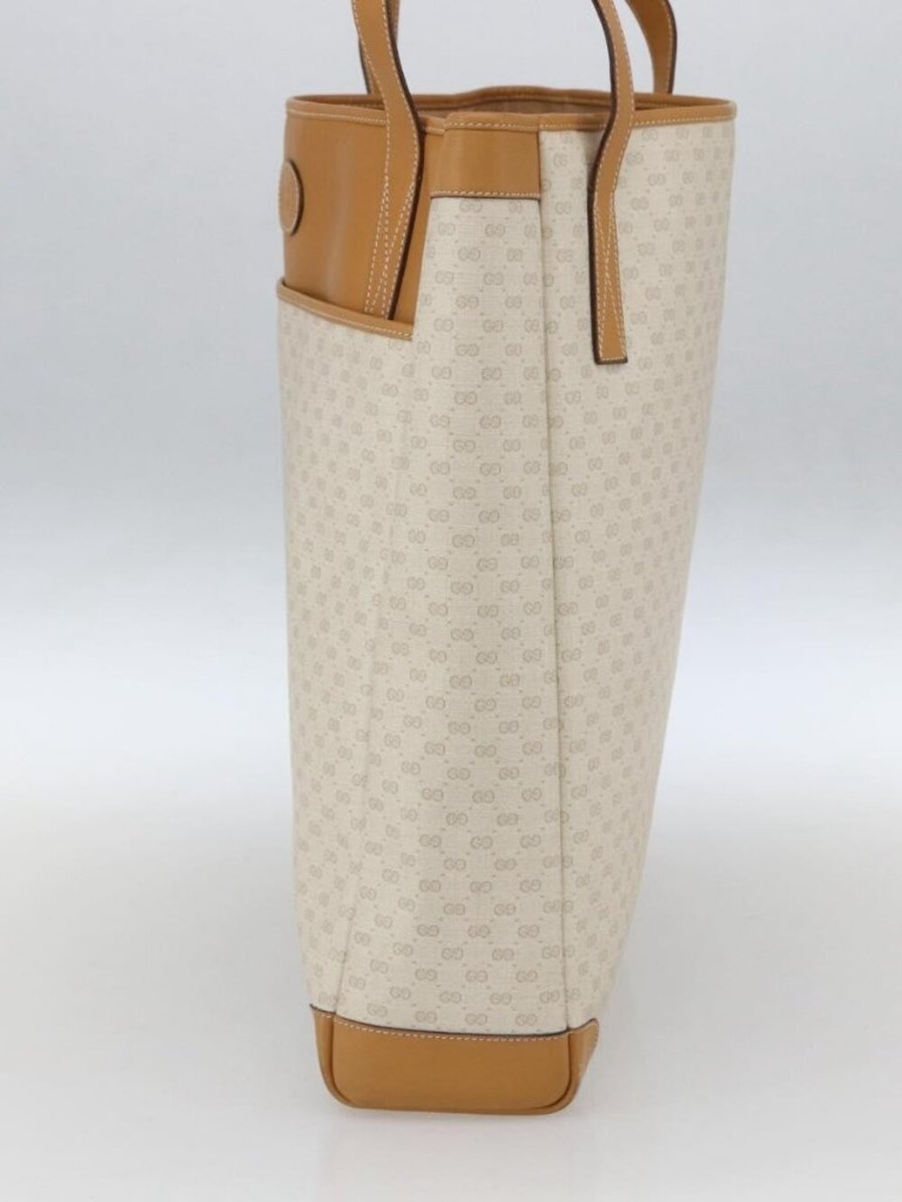 GUCCI Micro GG Supreme Tote Bag PVC Leather Beige Gold 002 115 0135 Auth BA9404 - Picture 5 of 16